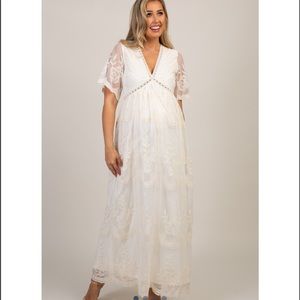 Pink blush cream maternity dress